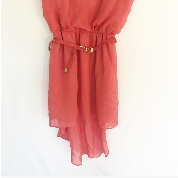 PAPERDOLL HI LOW CORAL LACE DRESS - Picture 5 of 6